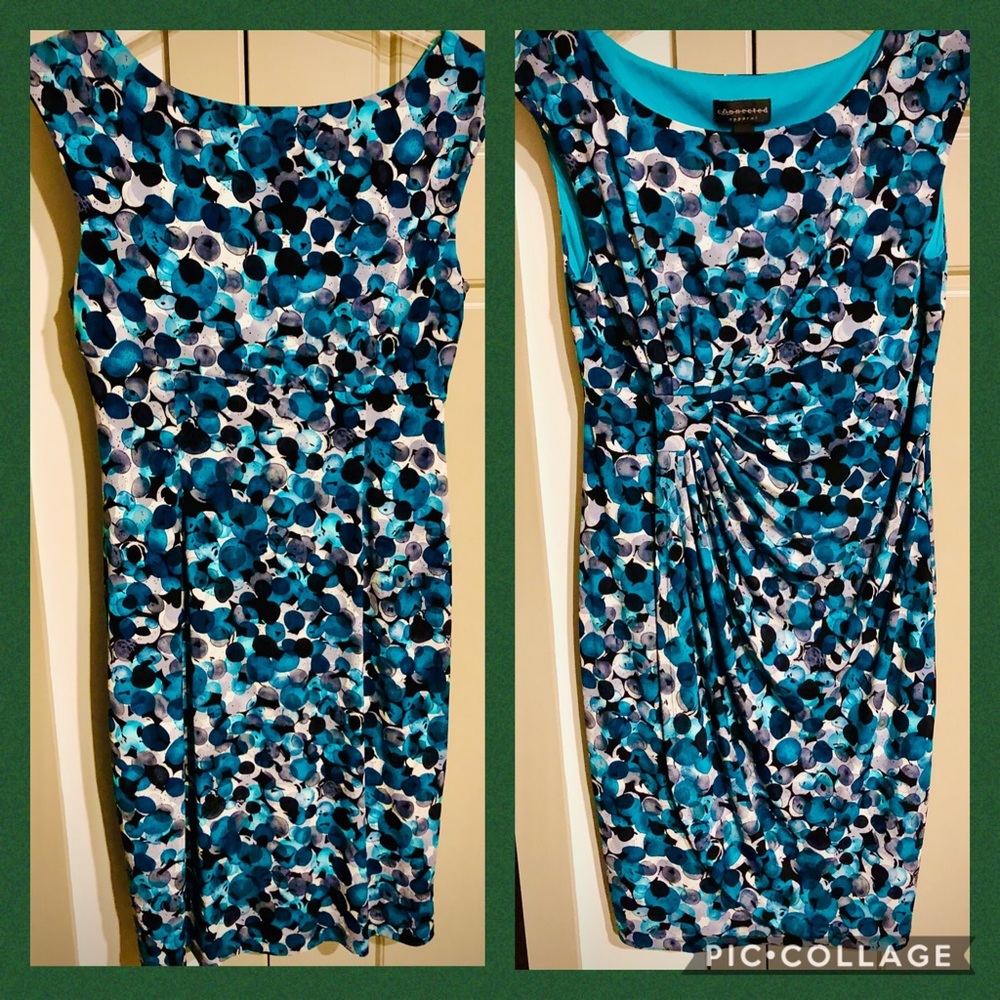 Very flattering pleated waist look illusion dress.